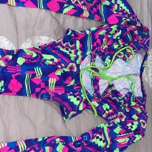 One piece long sleeve bathing suit